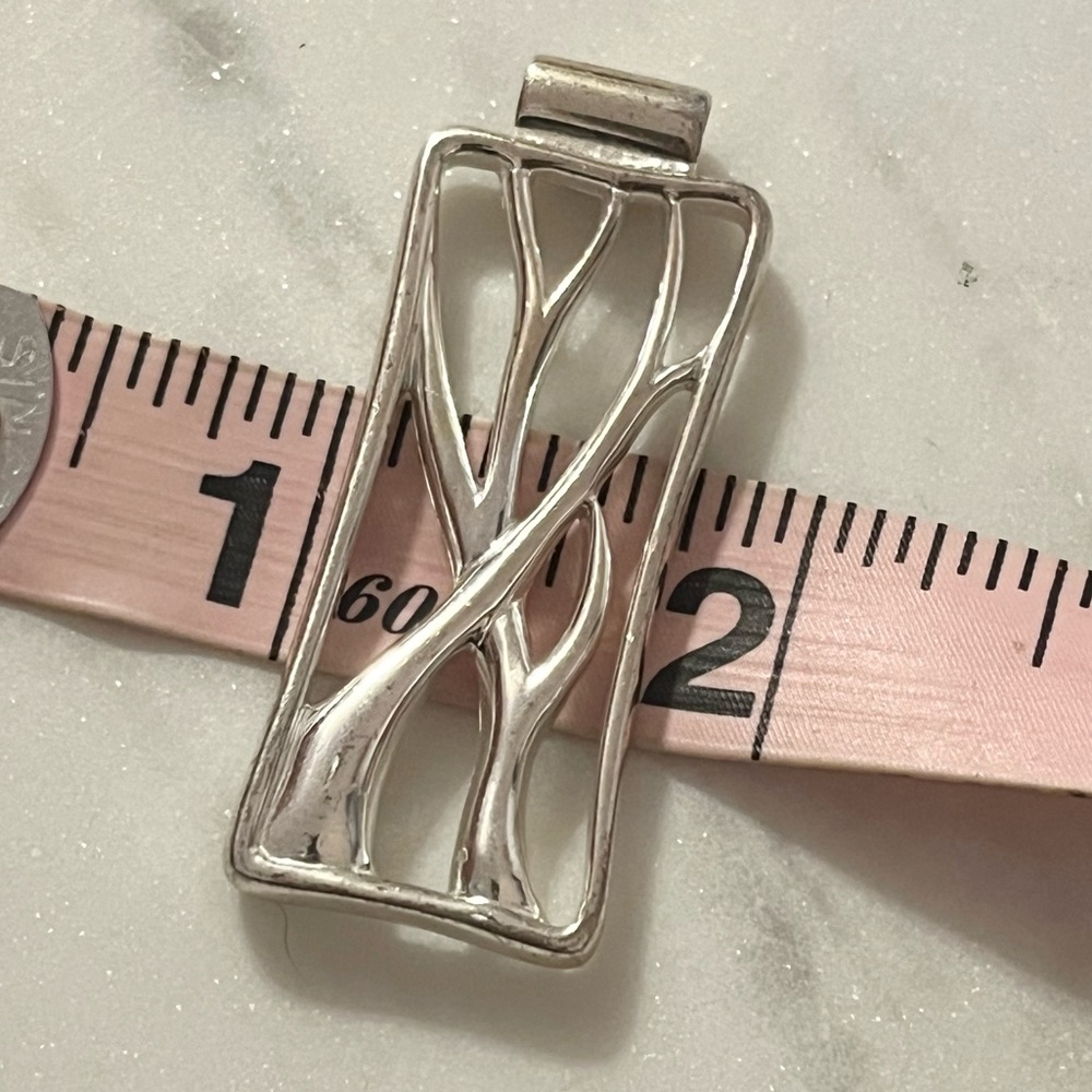 Abstract Rectangular Cutout Sterling Silver Penda… - image 3
